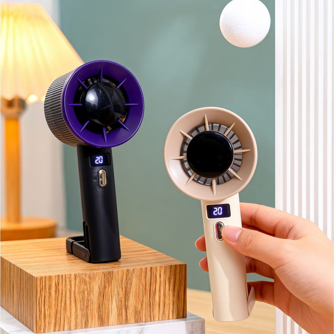 Women's portable handheld fan with LED display and USB connection Stornfield