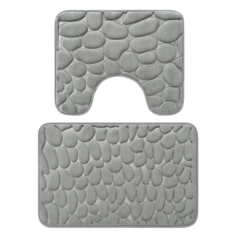 Textured Stone Pattern Bath Mat Set Stornfield