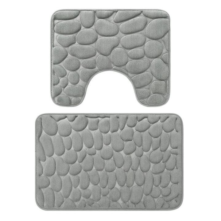 Textured Stone Pattern Bath Mat Set Stornfield