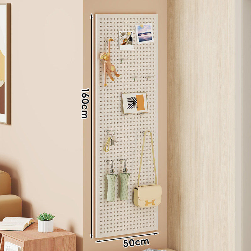 Large Vertical Perforated Wall Storage Panel with Adjustable Hooks and Accessory Mounts