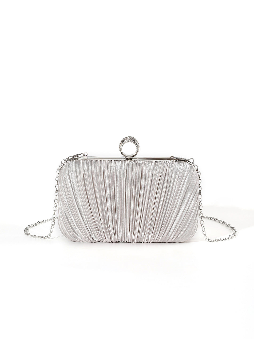 Pleated Metallic Evening Clutch