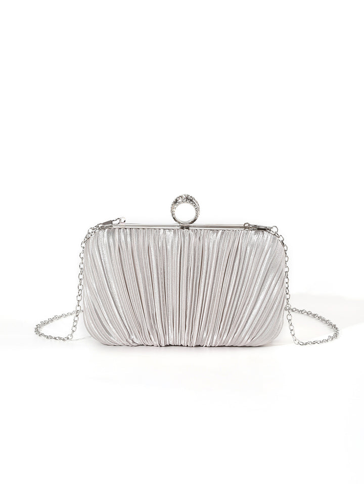 Pleated Metallic Evening Clutch
