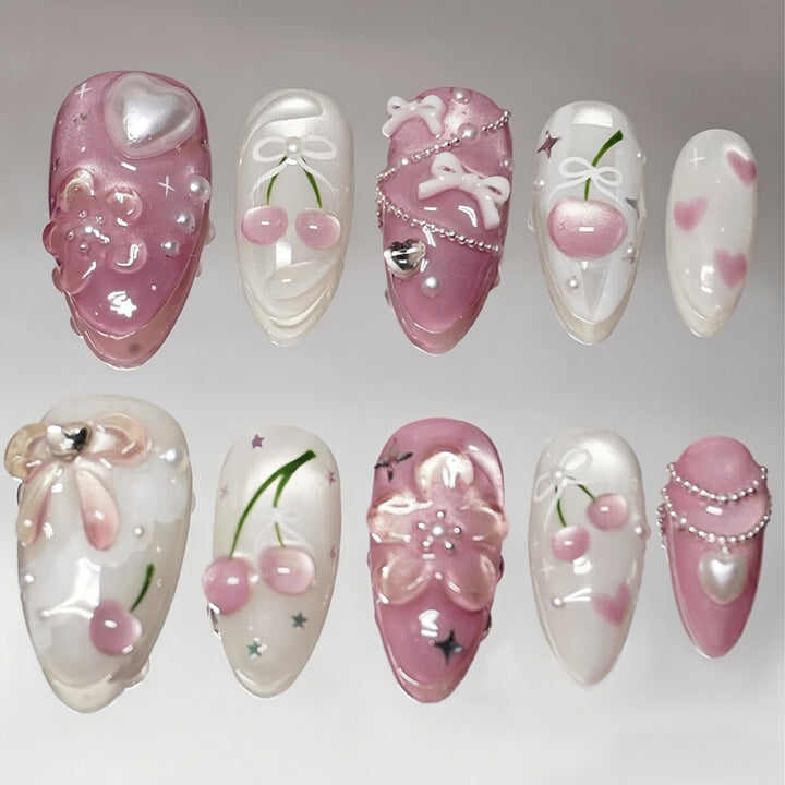 Decorative Cherry Blossom Press-On Nail Art Set Stornfield