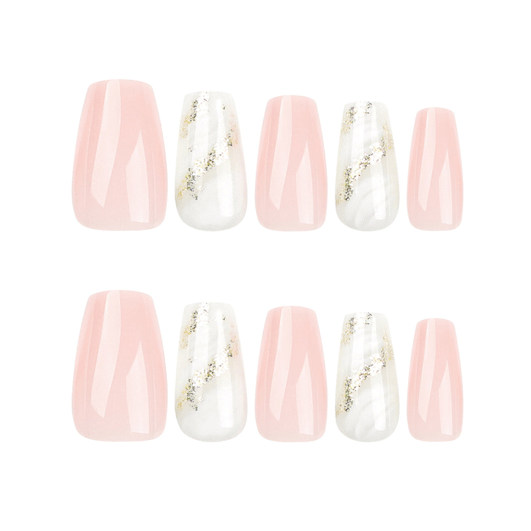 Artistic Nail Extensions with Elegant Gold Design Stornfield