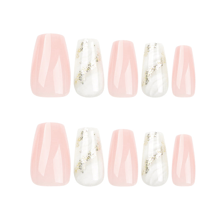 Artistic Nail Extensions with Elegant Gold Design Stornfield