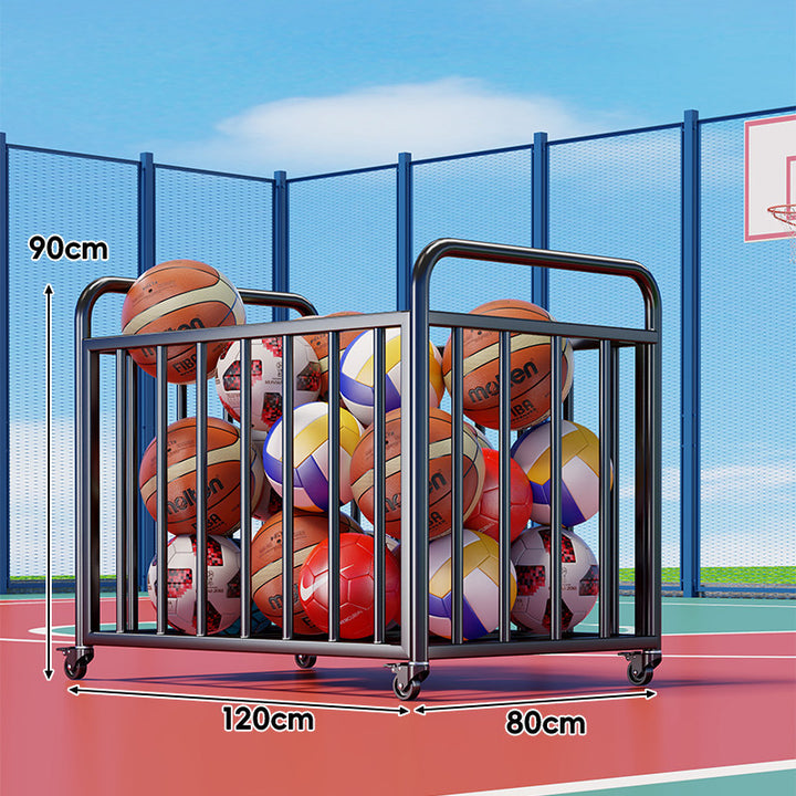 Heavy-Duty Wheeled Sports Ball Storage Cart with Tilted Return Rack
