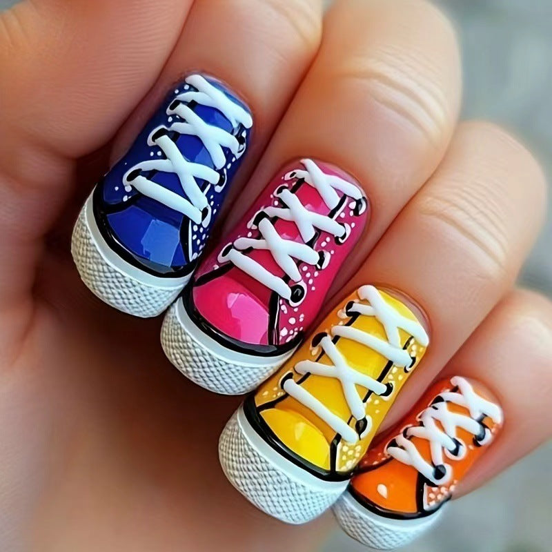 Creative art nails in colorful sneaker design Stornfield