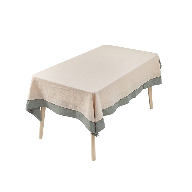 Premium linen rectangular tablecloth with contrast trim