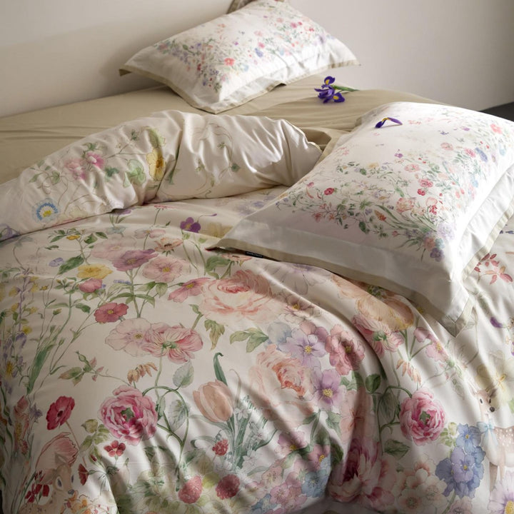 Luxurious satin bedding set with floral and berry design