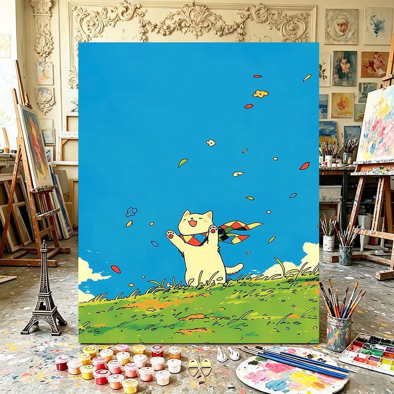 Playful Cat Illustration Art Print Stornfield