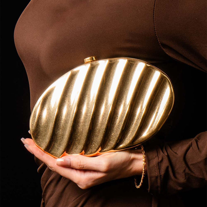Sculpted Metallic Clutch