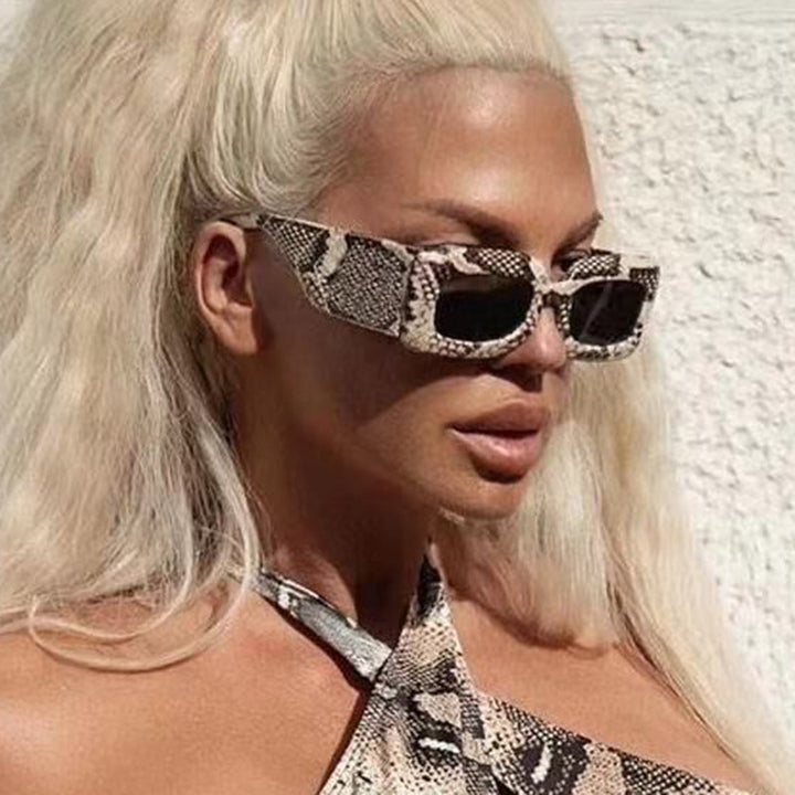 Women oversized sunglasses in fashionable snake leather look Stornfield