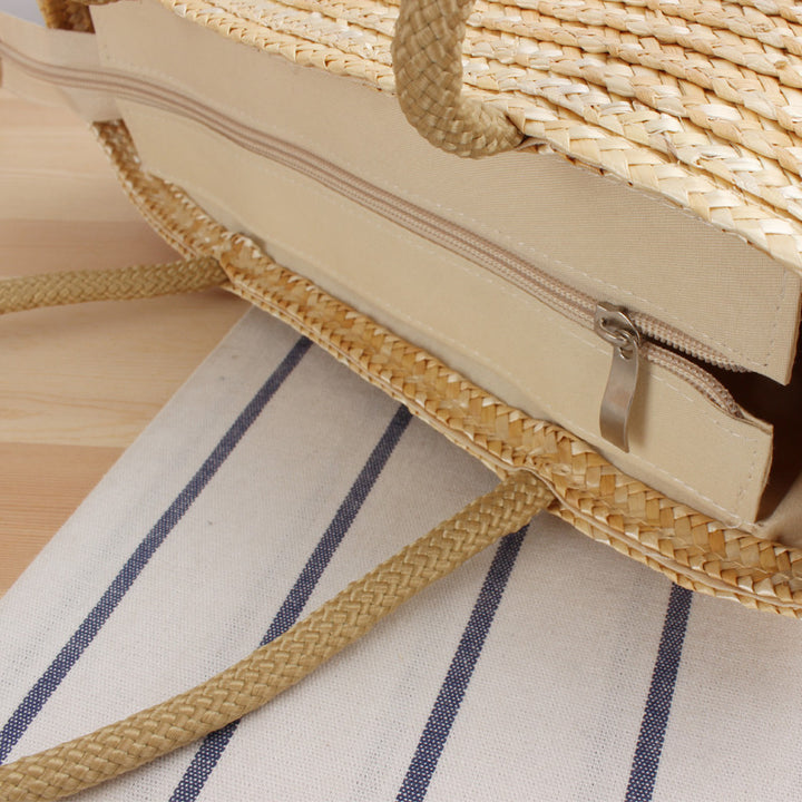 Handcrafted straw bag with long handles Stornfield