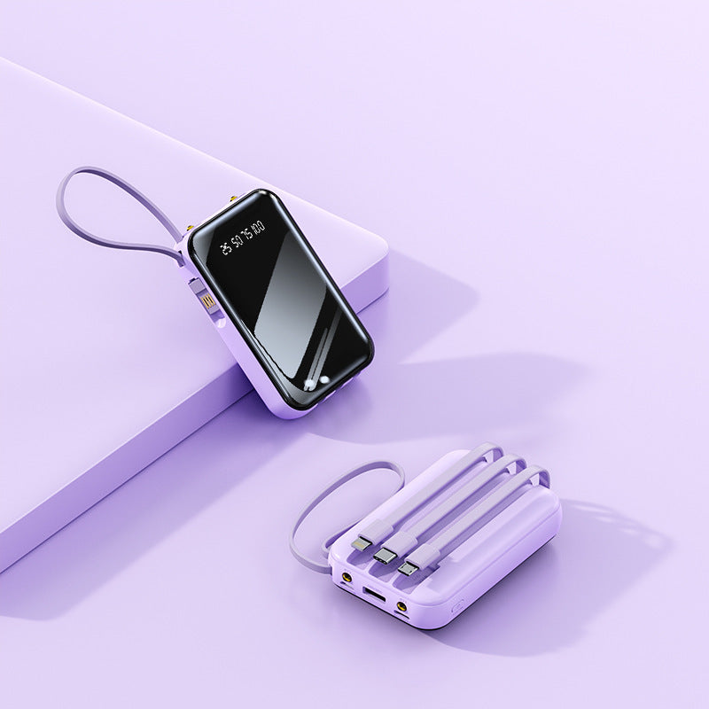 Portable power bank with integrated cable management and digital charge level display Stornfield