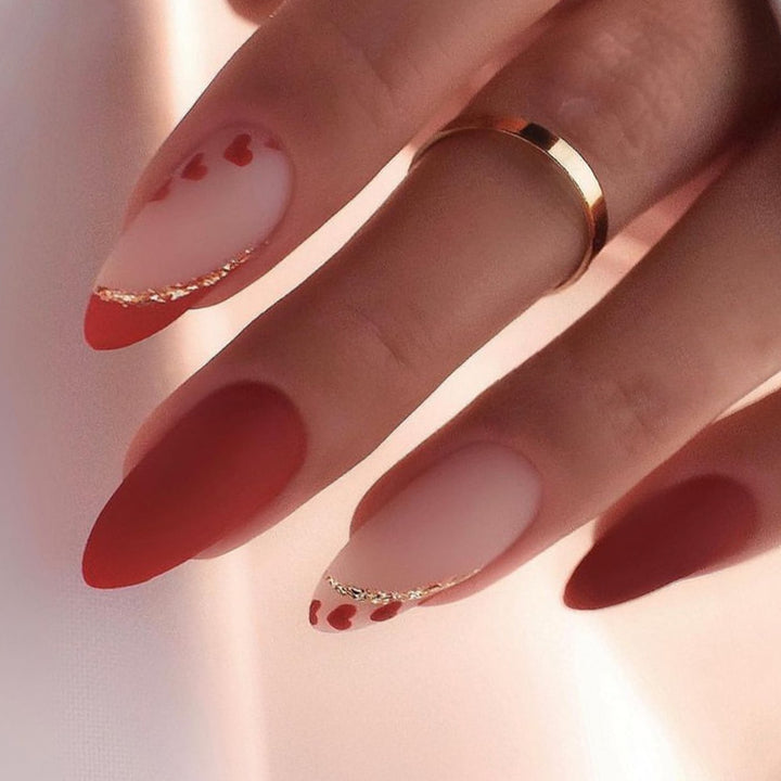 Heart-Accent Stiletto Nail Art Stornfield