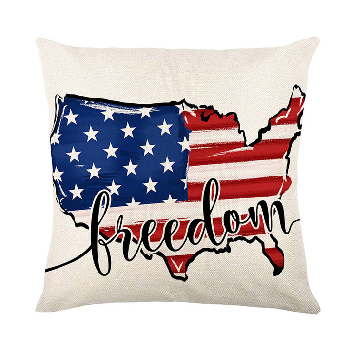Patriotic Decorative Cotton-Linen Throw Pillow Cover