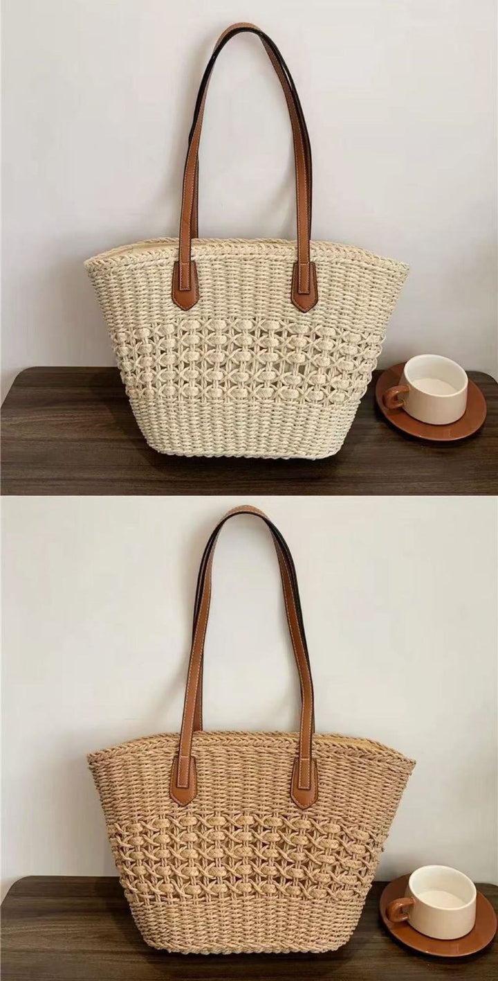 Braided tote bag with leather accents Stornfield