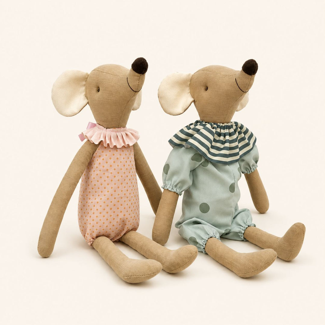 Soft Fabric Elephant Comforter Doll with Long Limbs and Ruffled Collar