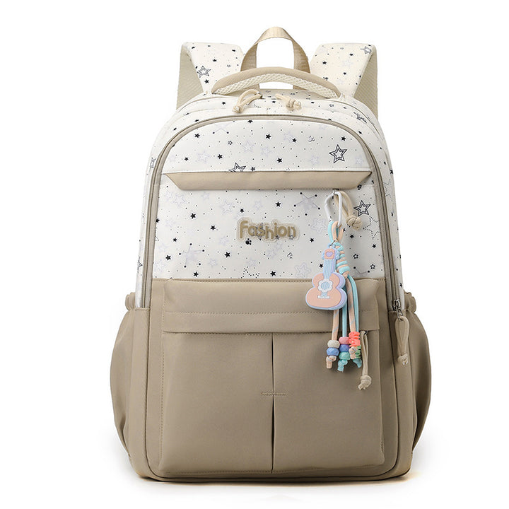 Star-Print Multi-Compartment Backpack