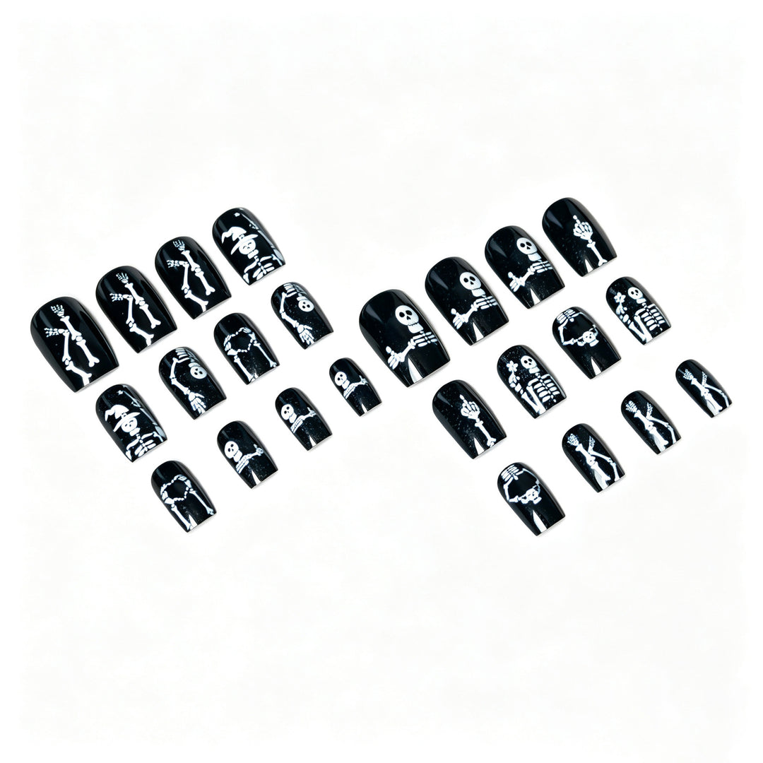 Halloween-Themed Skeleton Nail Art Set