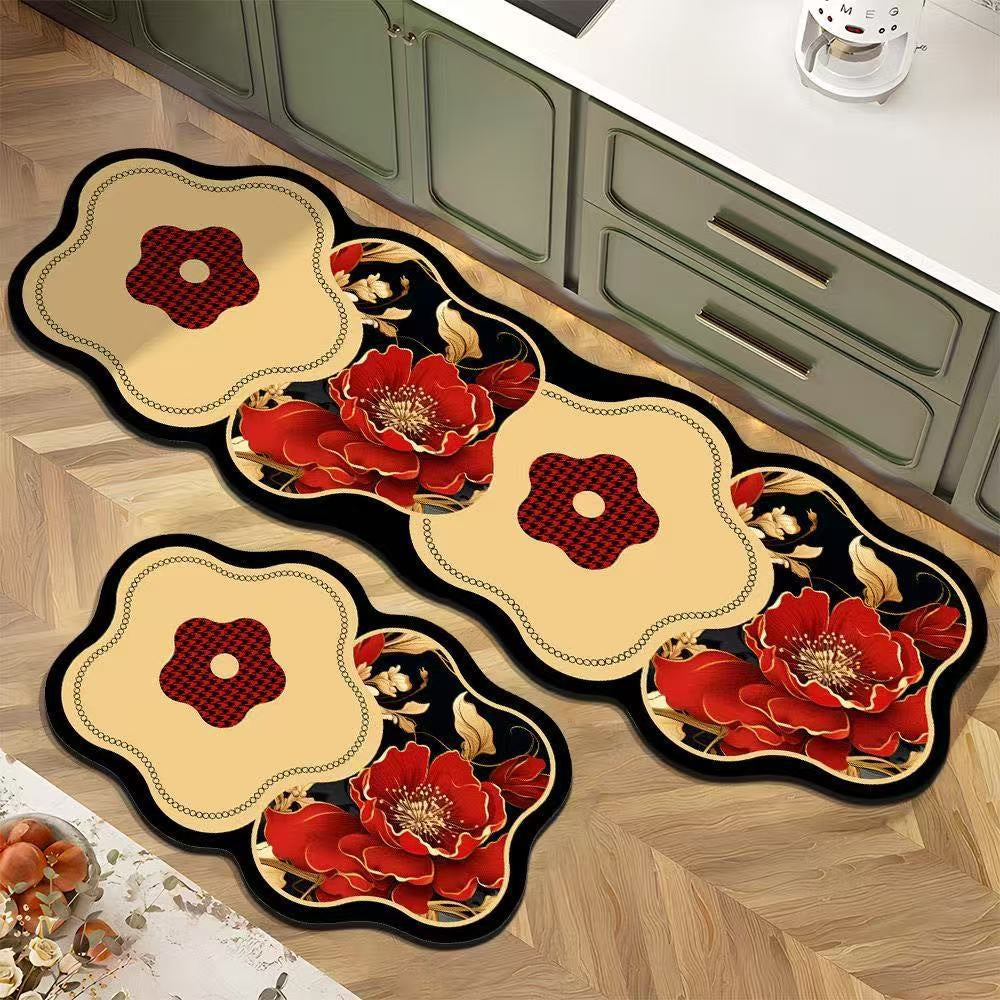 Decorative Floral Kitchen Mat