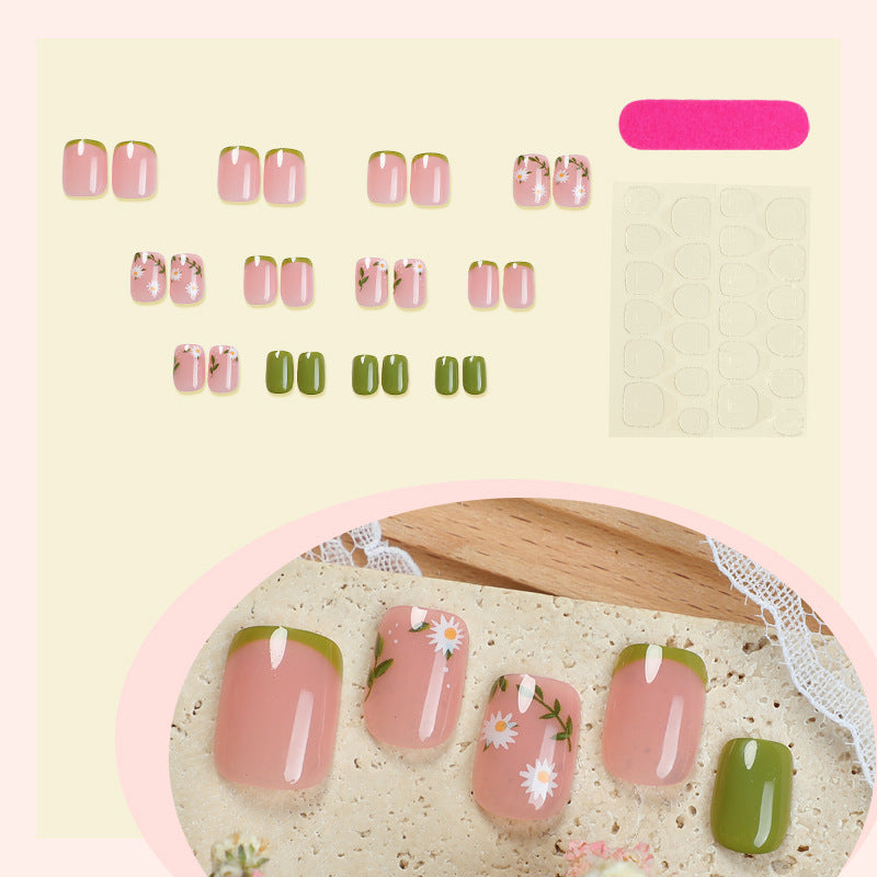 Decorative Press-On Nail Art Set with Botanical Accents Stornfield