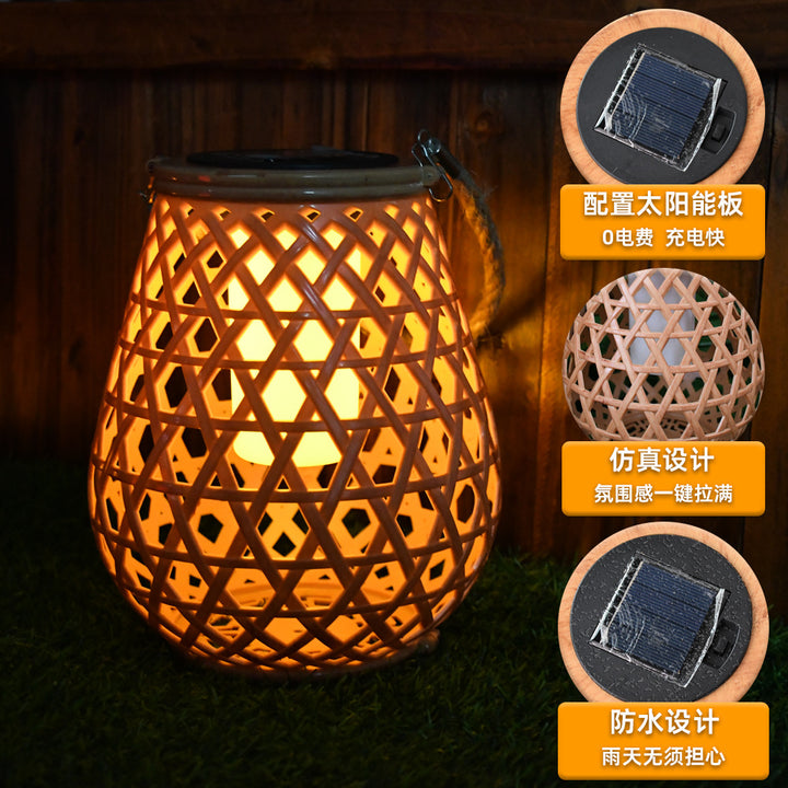 Decorative Woven Lantern With Rope Handle Stornfield