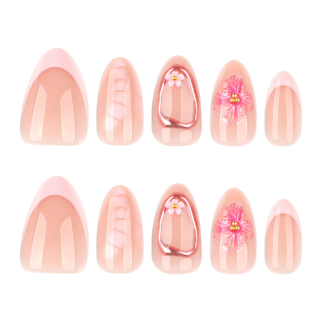 Artistic acrylic nails with floral design Stornfield