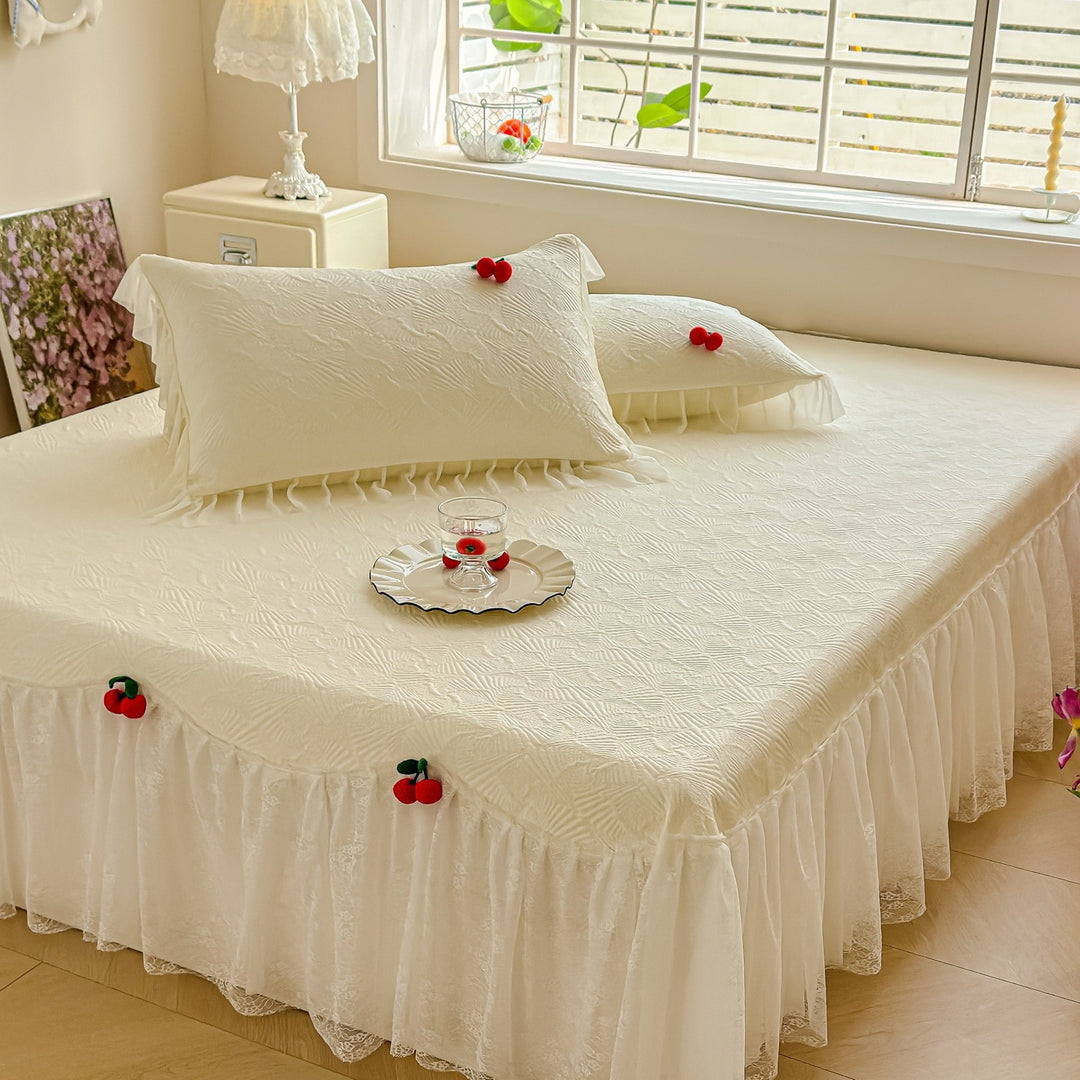 Women's bedspread with playful ruffle design and elegant texture Stornfield
