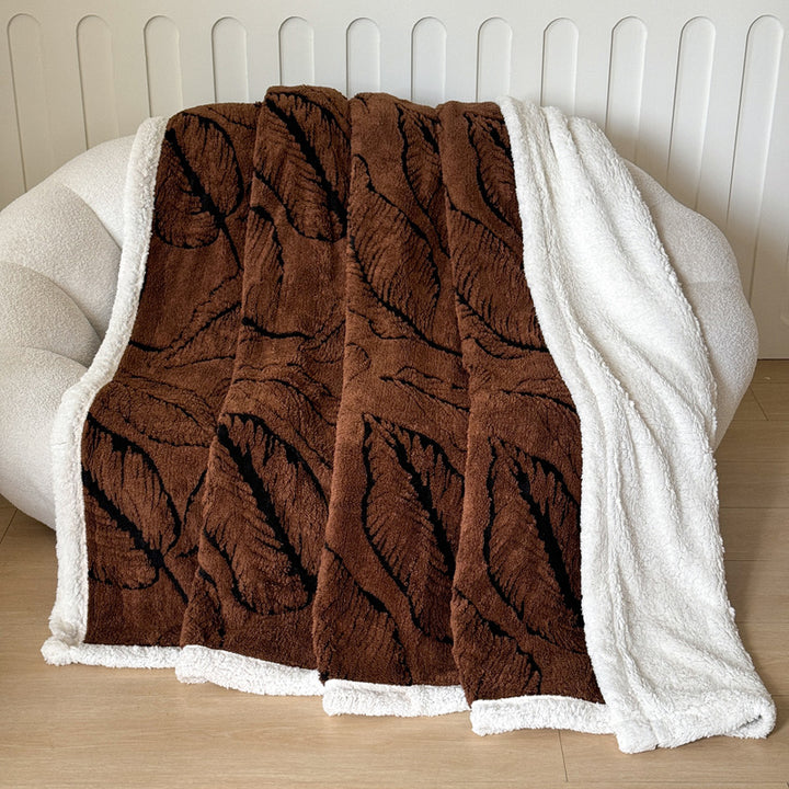 Plush Leaf Pattern Throw Blanket