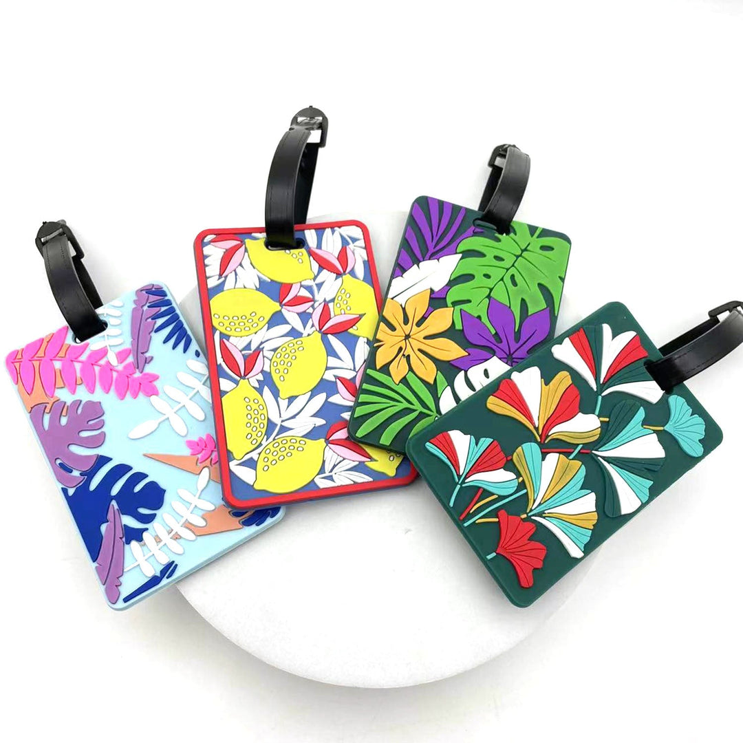silicone tropical leaf luggage tag with embossed layered design Stornfield