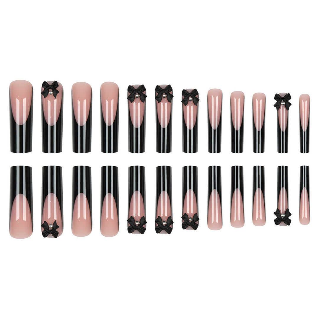 Decorative Acrylic Stiletto Press-On Nails with Bow Accents Stornfield