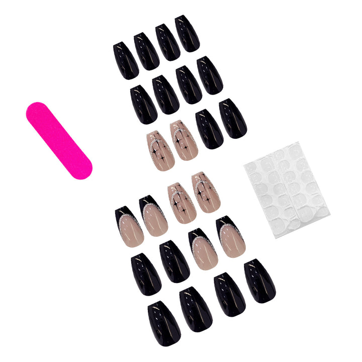 Elegant and artistic stiletto artificial nails with glitter embellishments Stornfield