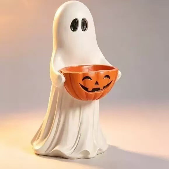 Decorative Ghost Figure with Pumpkin Lantern Stornfield