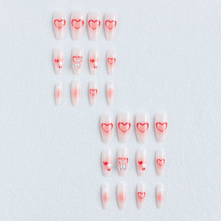 Heart-Embellished Acrylic Nail Art Kit