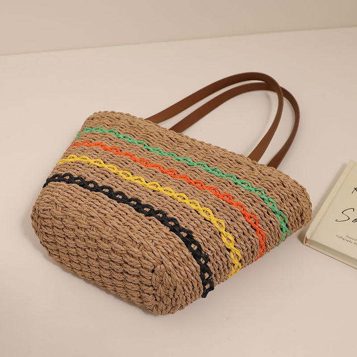 Trendy Straw Bag with Colorful Details Stornfield