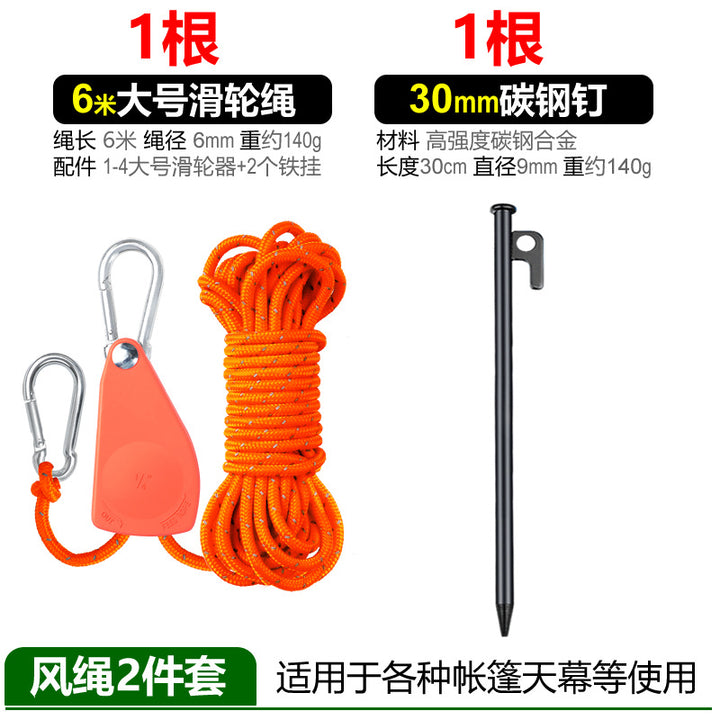 Pull rope with carabiner and tent ring Stornfield