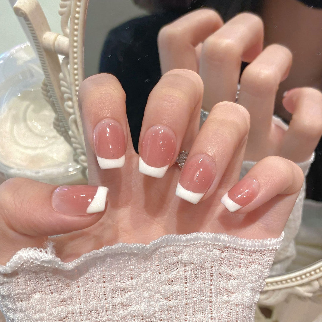 Elegant French Tip Press-On Nail Design Stornfield
