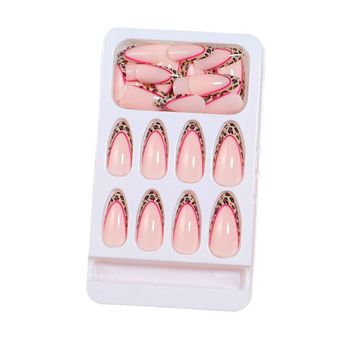 Artistic Stiletto Press-On Nail Set with Leopard Print Accents Stornfield