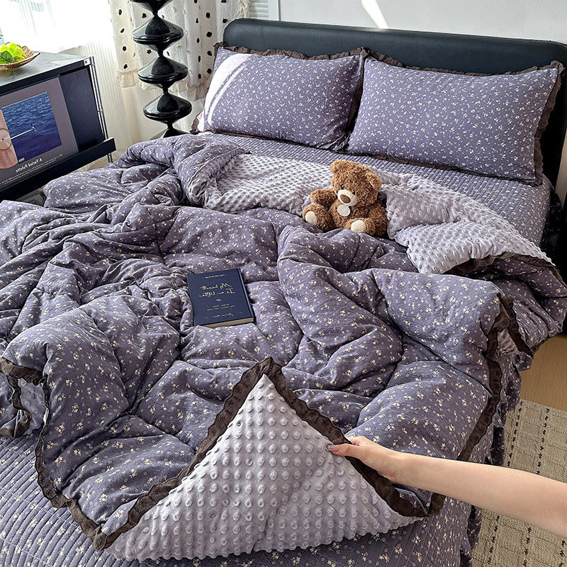 Plush Minky Dot Quilted Comforter Set