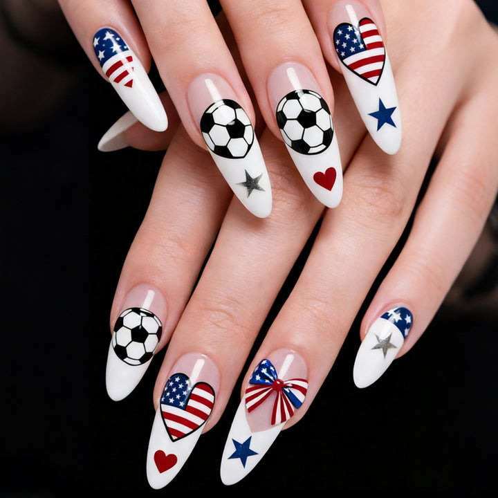 Creative Nail Art Set with Sports Motifs and Patriotic Symbols Stornfield