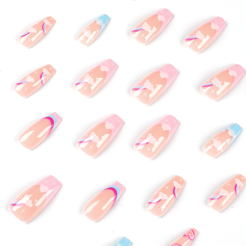 Artificial nail art with rainbow design Stornfield