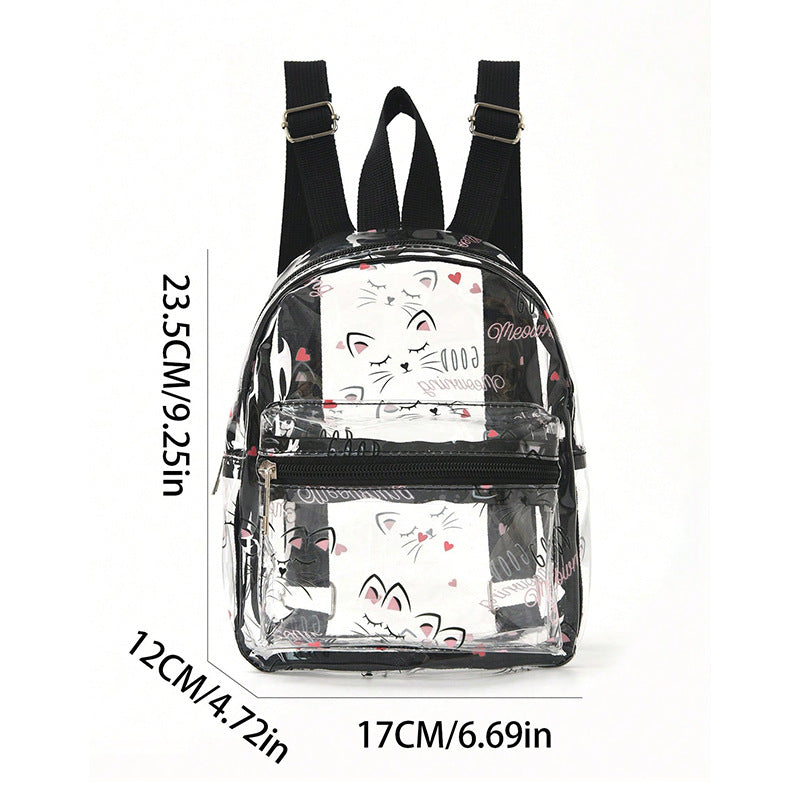 Women's Transparent Backpack with Cat Design Stornfield