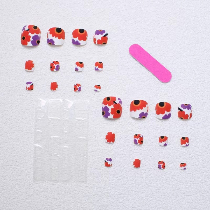 Creative Floral Print Press-On Toenails Stornfield