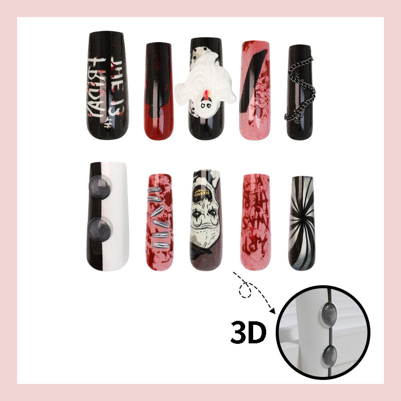 Halloween artificial nail set with creepy motifs and extravagant designs Stornfield