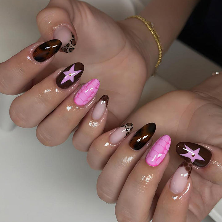 Artificial Nail Set with Creative Animal and Star Motifs Stornfield