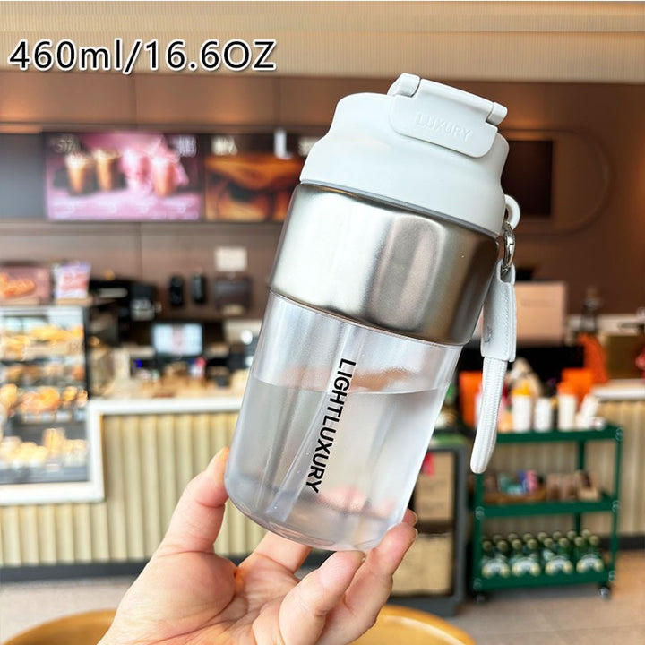 Women insulated drinking bottle with non-slip silicone ring and integrated straw Stornfield