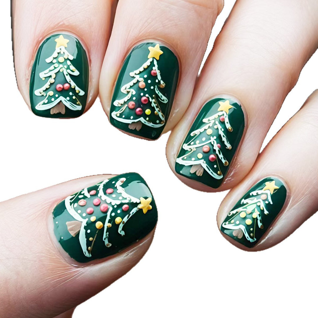 Festive artificial nails with Christmas tree design Stornfield