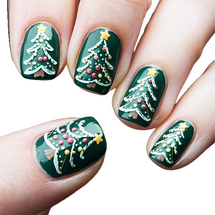 Festive artificial nails with Christmas tree design Stornfield