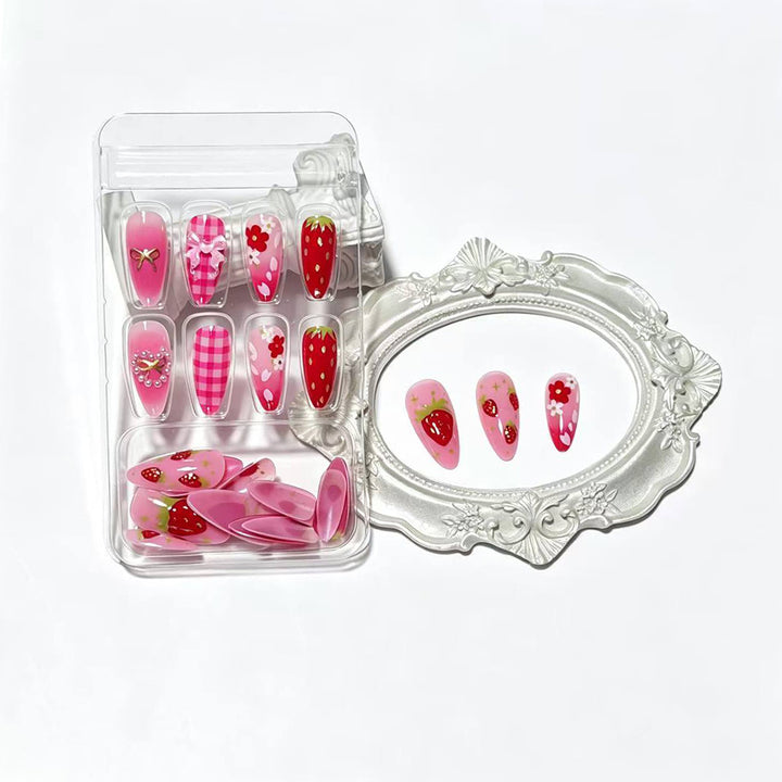Strawberry-Themed Press-On Nail Art Set Stornfield